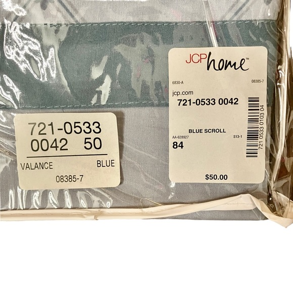 JCP home valance NWT blue scroll - Picture 2 of 4